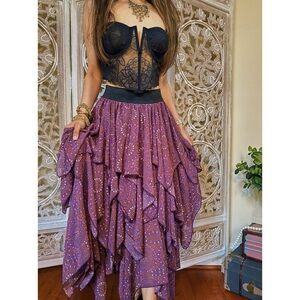 Free People Layered Gypsy Georgette Ruffle Midi Skirt